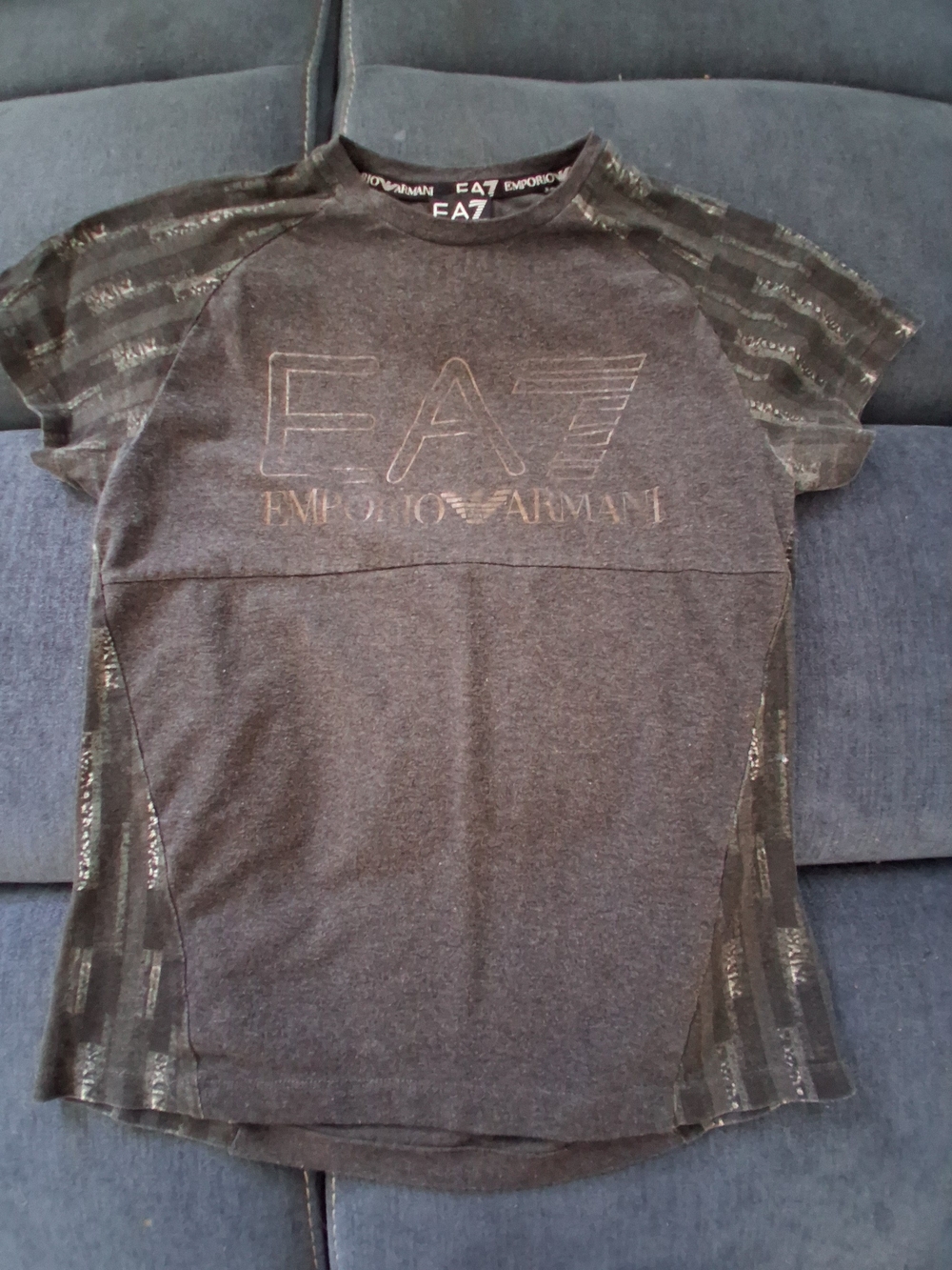 Emporio Armani Boys' Charcoal Gray EA7 Logo Short Sleeve Tee